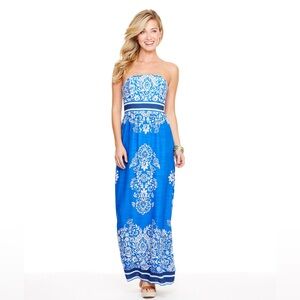 Vineyard Vines strapless Floral Scarf Print Maxi Dress. Size 8.